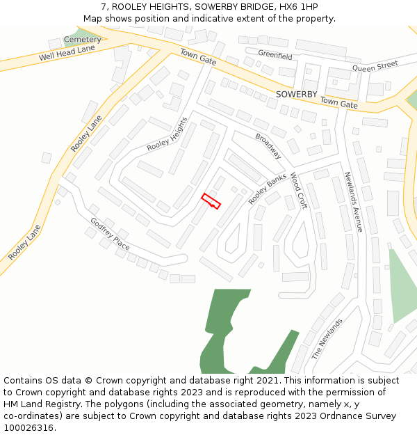 7, ROOLEY HEIGHTS, SOWERBY BRIDGE, HX6 1HP: Location map and indicative extent of plot