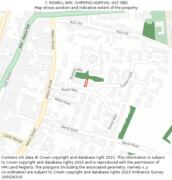 7, ROWELL WAY, CHIPPING NORTON, OX7 5BD: Location map and indicative extent of plot