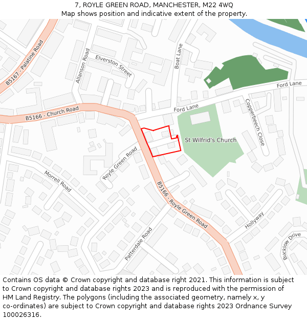 7, ROYLE GREEN ROAD, MANCHESTER, M22 4WQ: Location map and indicative extent of plot