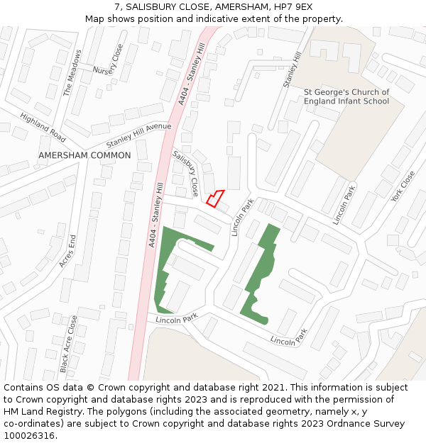 7, SALISBURY CLOSE, AMERSHAM, HP7 9EX: Location map and indicative extent of plot