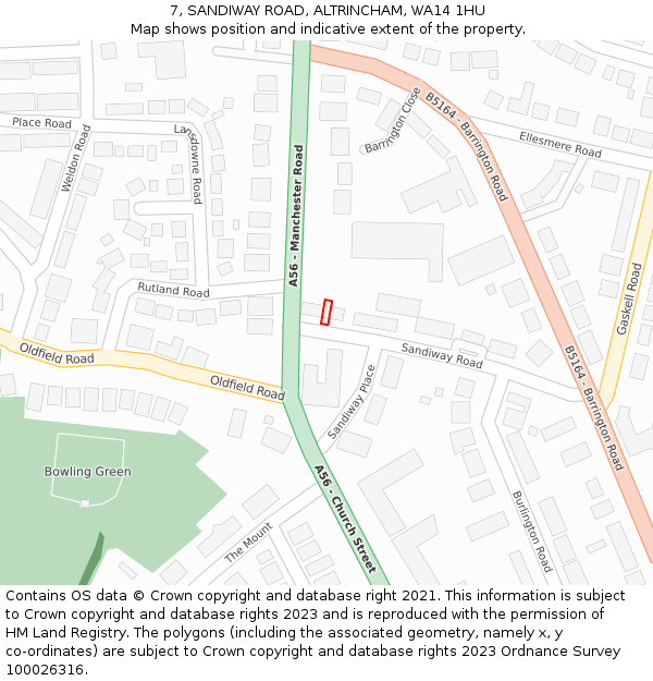 7, SANDIWAY ROAD, ALTRINCHAM, WA14 1HU: Location map and indicative extent of plot