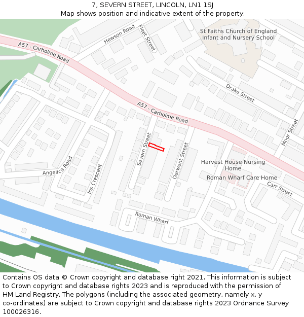 7, SEVERN STREET, LINCOLN, LN1 1SJ: Location map and indicative extent of plot