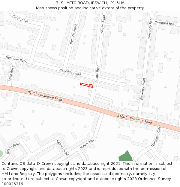 7, SHAFTO ROAD, IPSWICH, IP1 5HA: Location map and indicative extent of plot