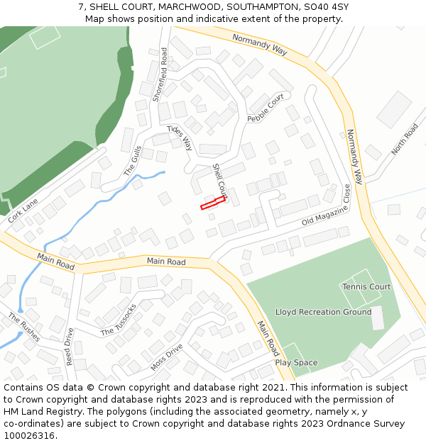 7, SHELL COURT, MARCHWOOD, SOUTHAMPTON, SO40 4SY: Location map and indicative extent of plot