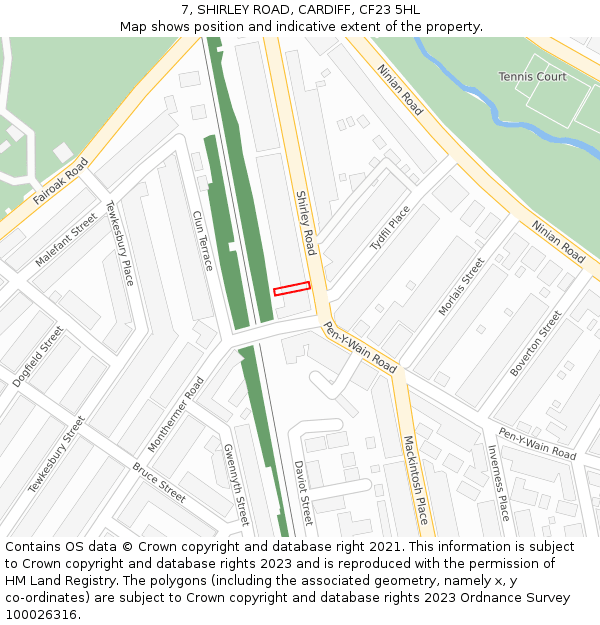 7, SHIRLEY ROAD, CARDIFF, CF23 5HL: Location map and indicative extent of plot