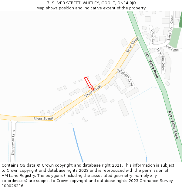 7, SILVER STREET, WHITLEY, GOOLE, DN14 0JQ: Location map and indicative extent of plot