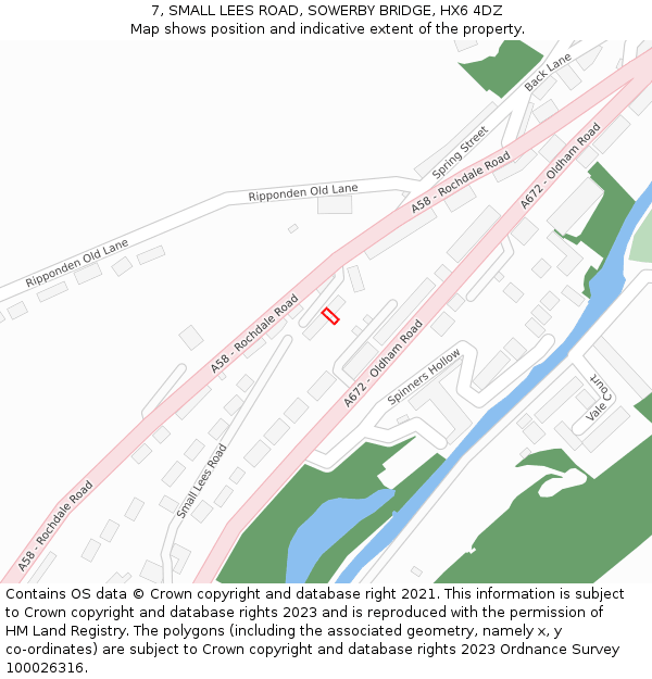 7, SMALL LEES ROAD, SOWERBY BRIDGE, HX6 4DZ: Location map and indicative extent of plot