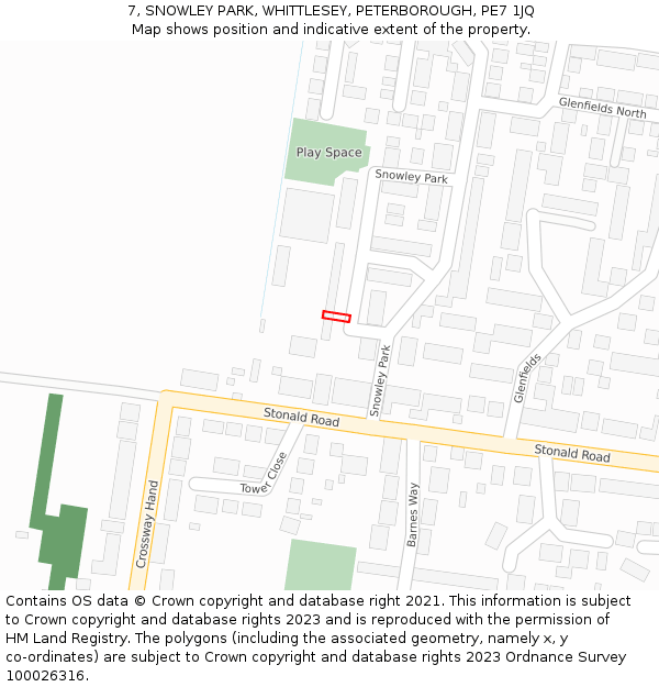 7, SNOWLEY PARK, WHITTLESEY, PETERBOROUGH, PE7 1JQ: Location map and indicative extent of plot