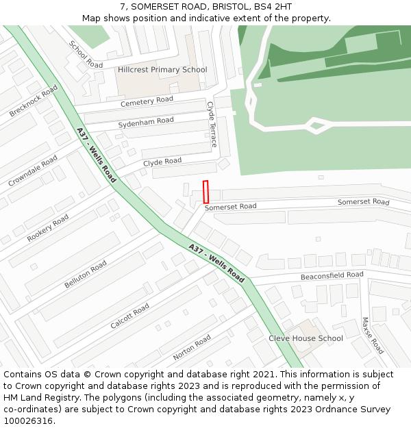 7, SOMERSET ROAD, BRISTOL, BS4 2HT: Location map and indicative extent of plot