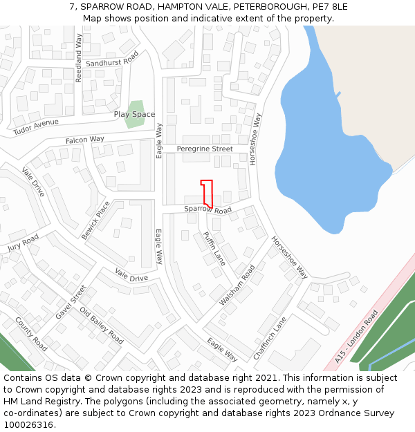 7, SPARROW ROAD, HAMPTON VALE, PETERBOROUGH, PE7 8LE: Location map and indicative extent of plot