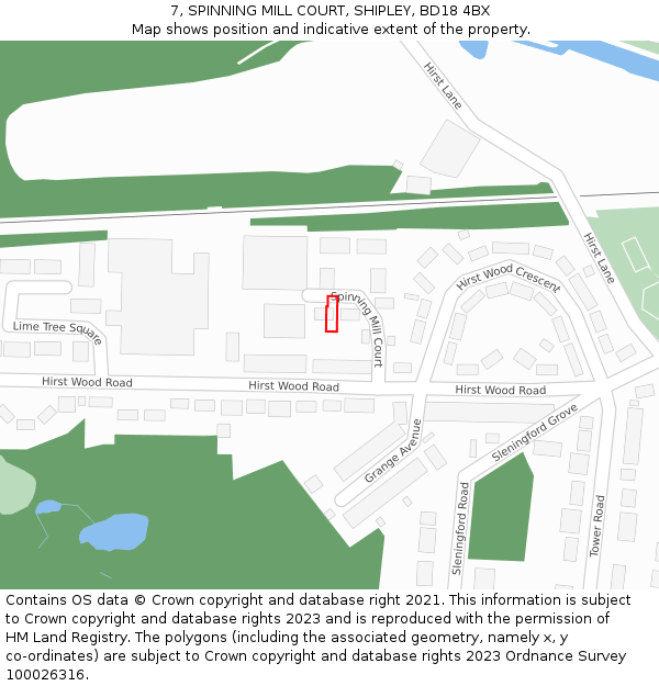 7, SPINNING MILL COURT, SHIPLEY, BD18 4BX: Location map and indicative extent of plot