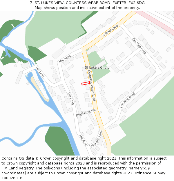 7, ST. LUKES VIEW, COUNTESS WEAR ROAD, EXETER, EX2 6DG: Location map and indicative extent of plot