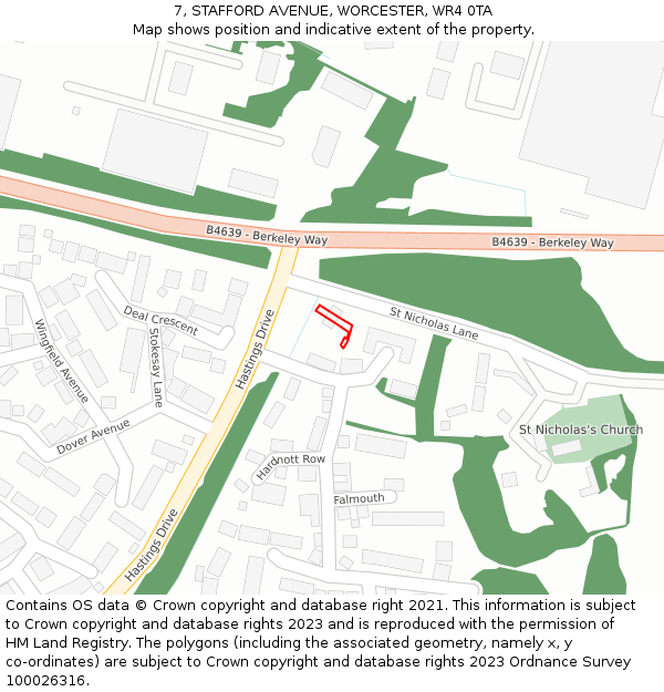 7, STAFFORD AVENUE, WORCESTER, WR4 0TA: Location map and indicative extent of plot