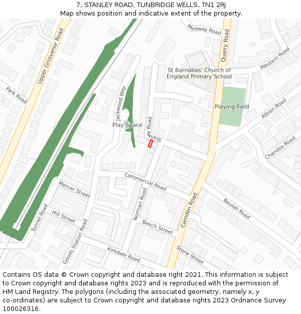7, STANLEY ROAD, TUNBRIDGE WELLS, TN1 2RJ: Location map and indicative extent of plot