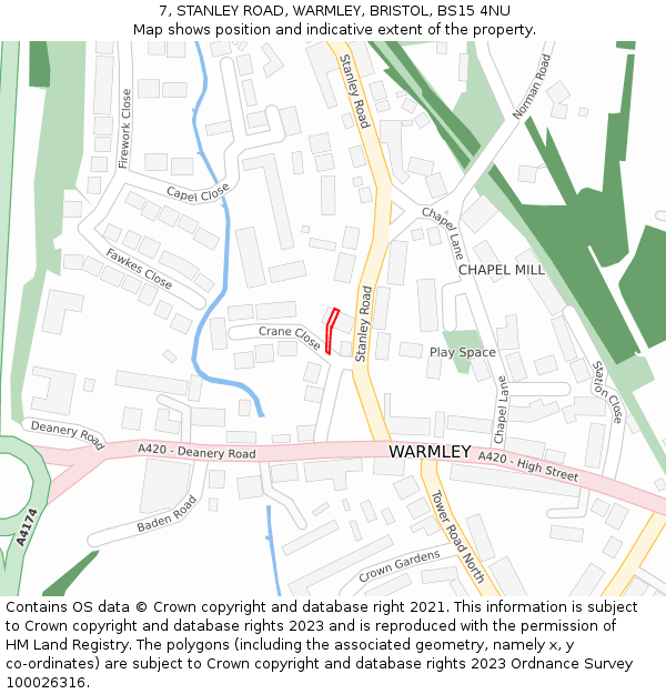 7, STANLEY ROAD, WARMLEY, BRISTOL, BS15 4NU: Location map and indicative extent of plot