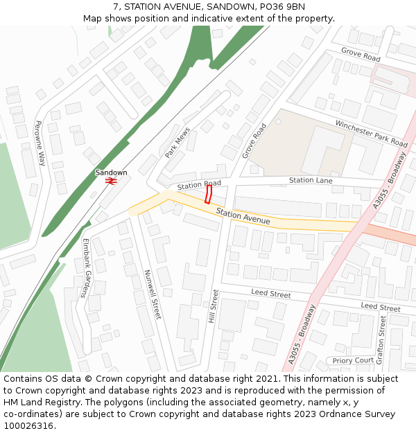 7, STATION AVENUE, SANDOWN, PO36 9BN: Location map and indicative extent of plot