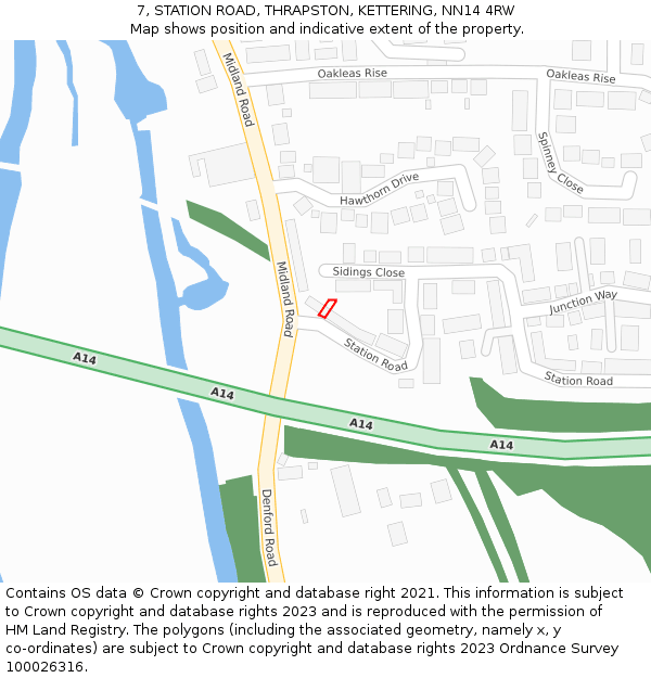 7, STATION ROAD, THRAPSTON, KETTERING, NN14 4RW: Location map and indicative extent of plot