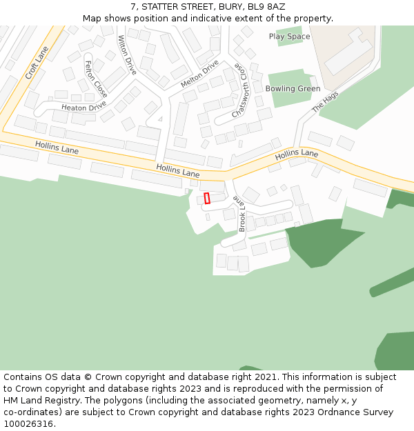 7, STATTER STREET, BURY, BL9 8AZ: Location map and indicative extent of plot