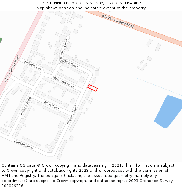 7, STENNER ROAD, CONINGSBY, LINCOLN, LN4 4RP: Location map and indicative extent of plot
