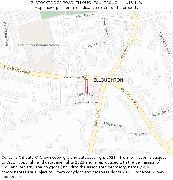 7, STOCKBRIDGE ROAD, ELLOUGHTON, BROUGH, HU15 1HW: Location map and indicative extent of plot