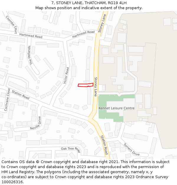 7, STONEY LANE, THATCHAM, RG19 4LH: Location map and indicative extent of plot
