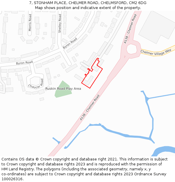 7, STONHAM PLACE, CHELMER ROAD, CHELMSFORD, CM2 6DG: Location map and indicative extent of plot