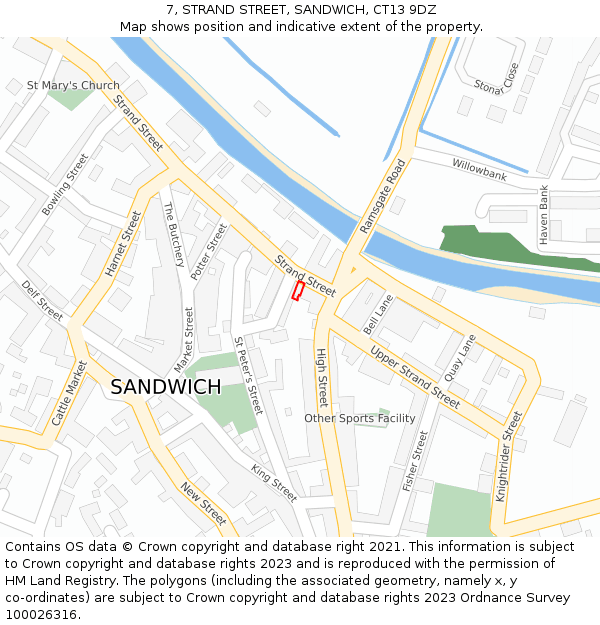 7, STRAND STREET, SANDWICH, CT13 9DZ: Location map and indicative extent of plot