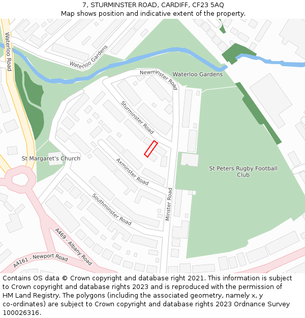 7, STURMINSTER ROAD, CARDIFF, CF23 5AQ: Location map and indicative extent of plot