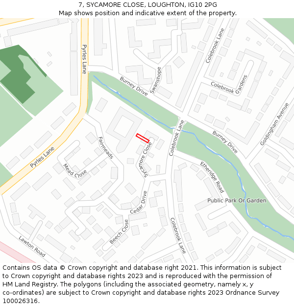 7, SYCAMORE CLOSE, LOUGHTON, IG10 2PG: Location map and indicative extent of plot