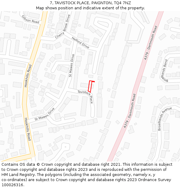 7, TAVISTOCK PLACE, PAIGNTON, TQ4 7NZ: Location map and indicative extent of plot
