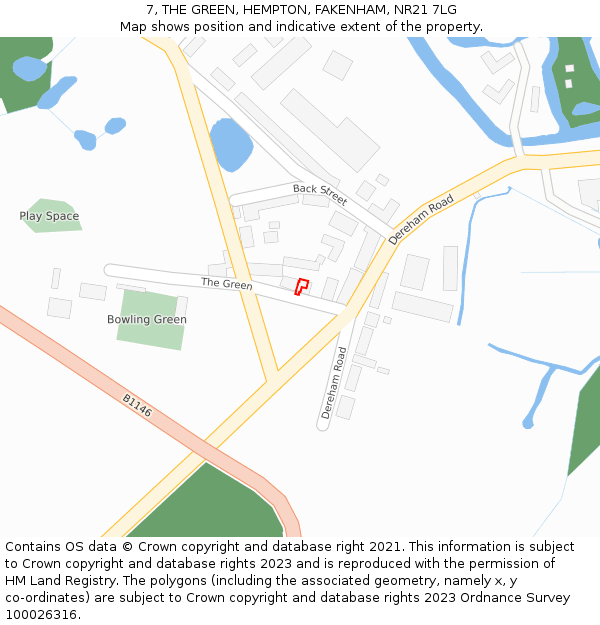 7, THE GREEN, HEMPTON, FAKENHAM, NR21 7LG: Location map and indicative extent of plot