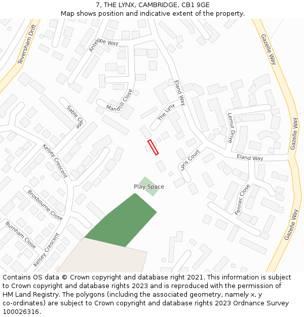 7, THE LYNX, CAMBRIDGE, CB1 9GE: Location map and indicative extent of plot