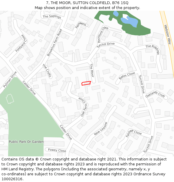 7, THE MOOR, SUTTON COLDFIELD, B76 1SQ: Location map and indicative extent of plot