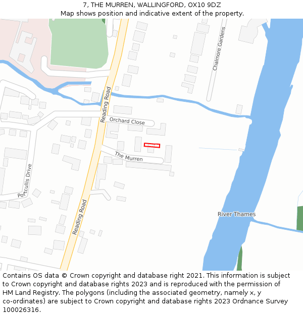 7, THE MURREN, WALLINGFORD, OX10 9DZ: Location map and indicative extent of plot