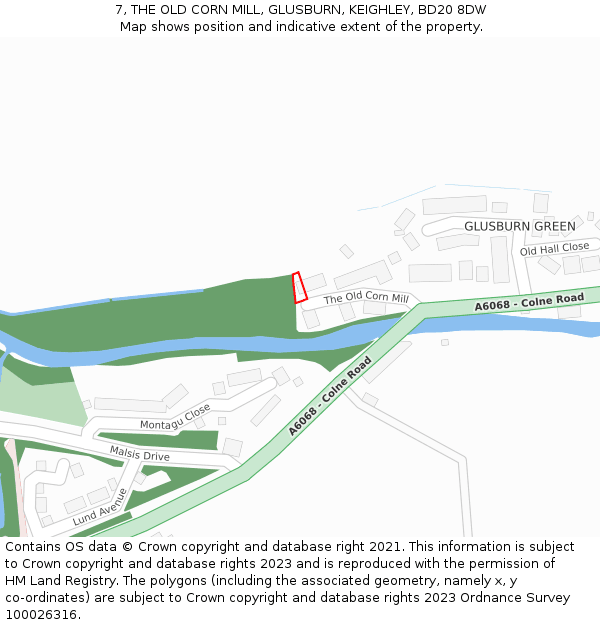 7, THE OLD CORN MILL, GLUSBURN, KEIGHLEY, BD20 8DW: Location map and indicative extent of plot