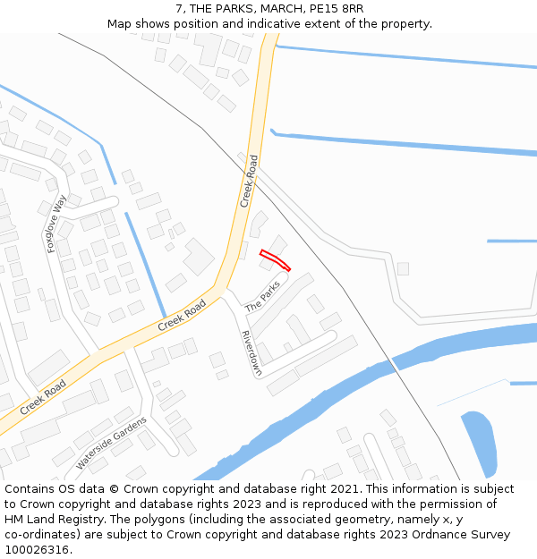 7, THE PARKS, MARCH, PE15 8RR: Location map and indicative extent of plot