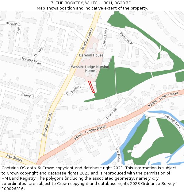 7, THE ROOKERY, WHITCHURCH, RG28 7DL: Location map and indicative extent of plot