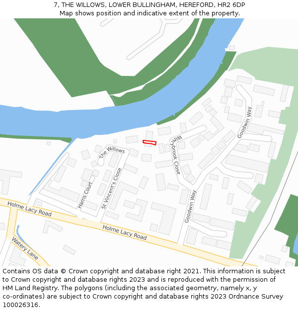 7, THE WILLOWS, LOWER BULLINGHAM, HEREFORD, HR2 6DP: Location map and indicative extent of plot