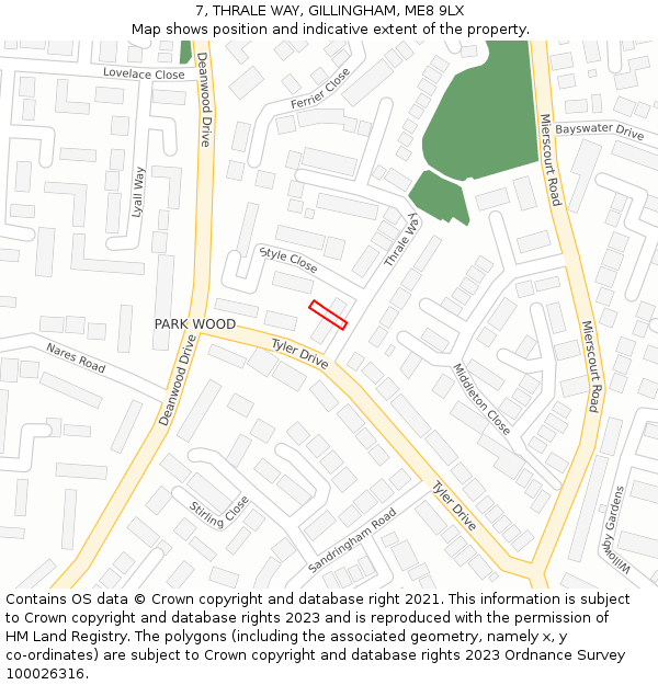 7, THRALE WAY, GILLINGHAM, ME8 9LX: Location map and indicative extent of plot