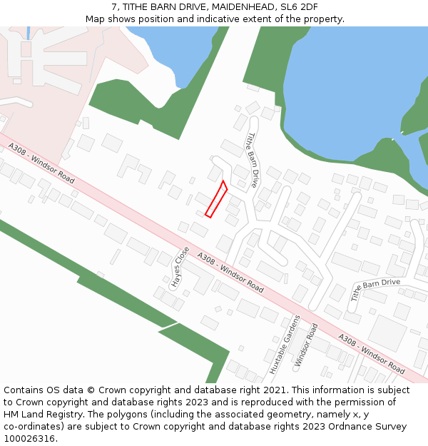 7, TITHE BARN DRIVE, MAIDENHEAD, SL6 2DF: Location map and indicative extent of plot