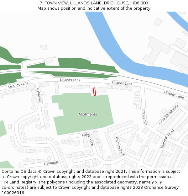 7, TOWN VIEW, LILLANDS LANE, BRIGHOUSE, HD6 3BX: Location map and indicative extent of plot