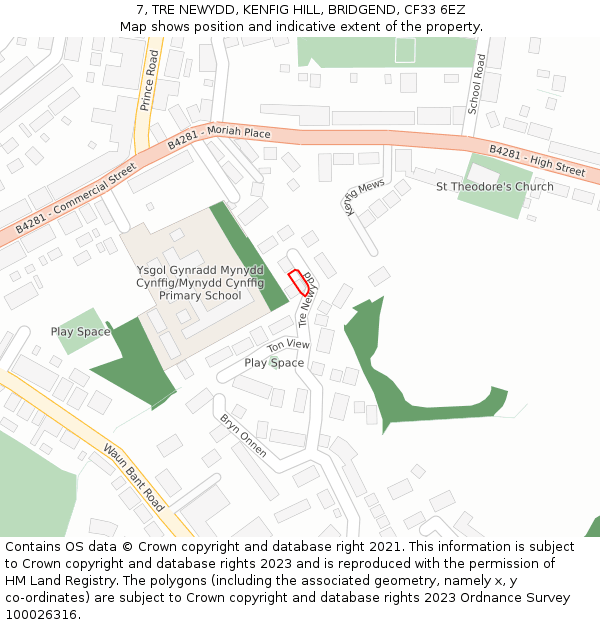 7, TRE NEWYDD, KENFIG HILL, BRIDGEND, CF33 6EZ: Location map and indicative extent of plot
