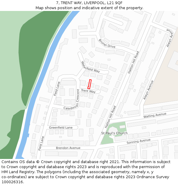 7, TRENT WAY, LIVERPOOL, L21 9QF: Location map and indicative extent of plot