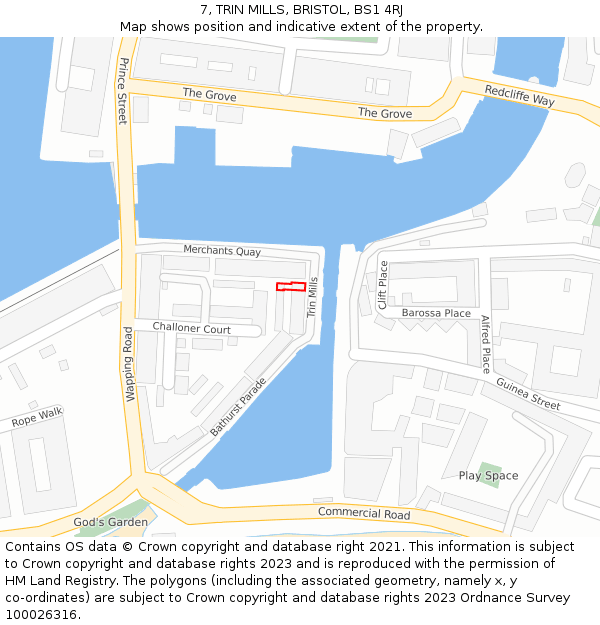 7, TRIN MILLS, BRISTOL, BS1 4RJ: Location map and indicative extent of plot