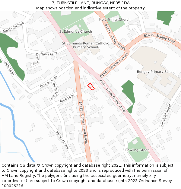 7, TURNSTILE LANE, BUNGAY, NR35 1DA: Location map and indicative extent of plot