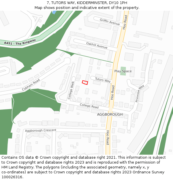 7, TUTORS WAY, KIDDERMINSTER, DY10 1PH: Location map and indicative extent of plot