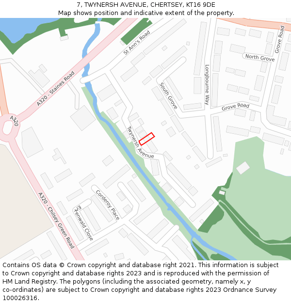 7, TWYNERSH AVENUE, CHERTSEY, KT16 9DE: Location map and indicative extent of plot