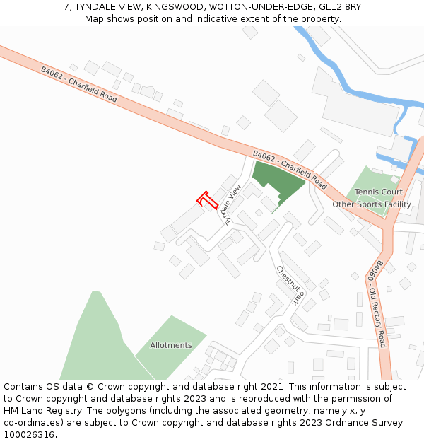 7, TYNDALE VIEW, KINGSWOOD, WOTTON-UNDER-EDGE, GL12 8RY: Location map and indicative extent of plot