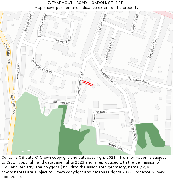 7, TYNEMOUTH ROAD, LONDON, SE18 1PH: Location map and indicative extent of plot