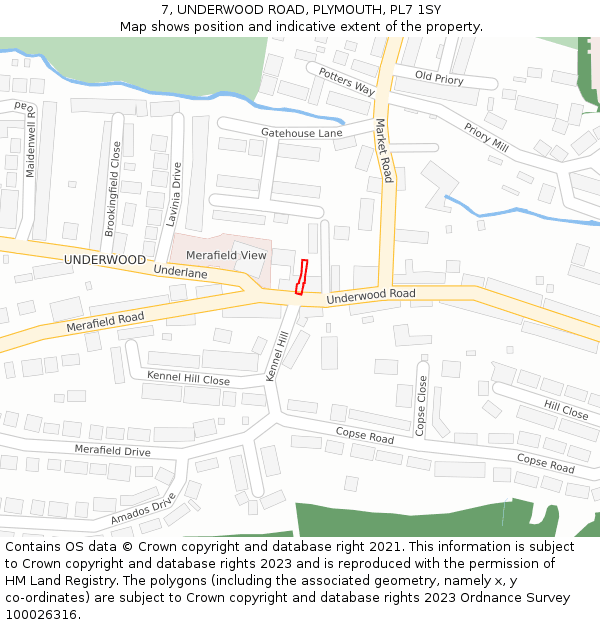 7, UNDERWOOD ROAD, PLYMOUTH, PL7 1SY: Location map and indicative extent of plot